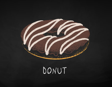 Chalk drawn vector illustration of Donutのイラスト素材
