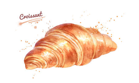 Watercolor illustration of Croissantの写真素材