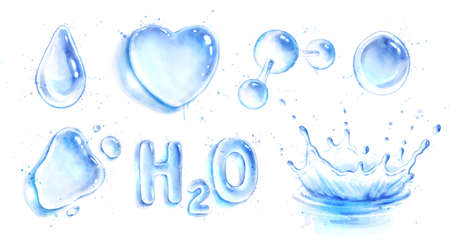 Water drops and forms with paint splashesの写真素材