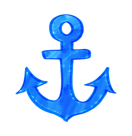 Felt pen child drawing of anchorのイラスト素材