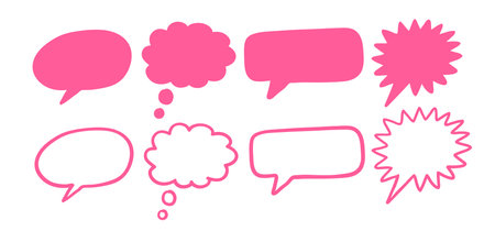 Pink comics speech bubbles hand drawn bannersのイラスト素材