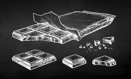 Chocolate on chalkboard backgroundのイラスト素材