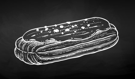 Sketchy illustration of eclair on chalkboard