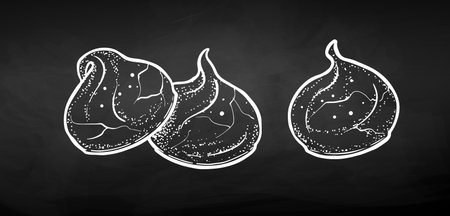 Chalk sketchy illustration of meringue cookiesのイラスト素材