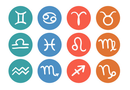 Vector colorful collection of zodiac signs icons.のイラスト素材