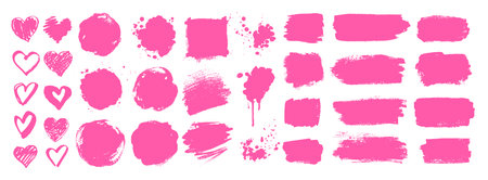 Banners and paint splashes in pink colorのイラスト素材