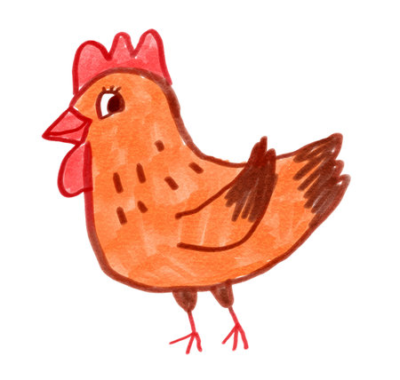 Child drawing of cute chickenのイラスト素材