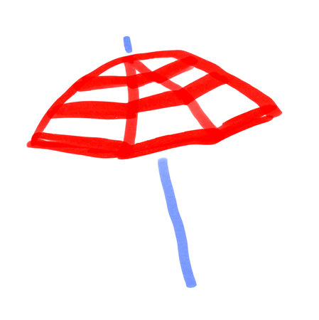 Child drawing of beach umbrella parasolのイラスト素材