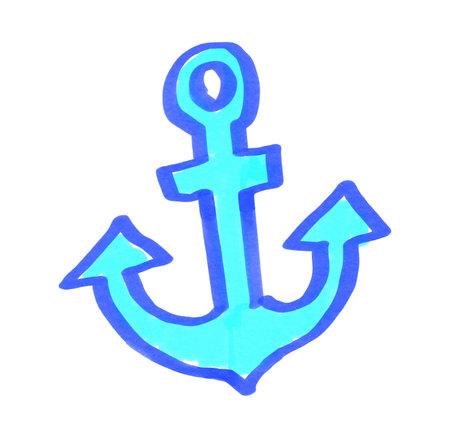 Child drawing of anchor vector illustration