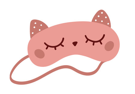 Cute sleeping mask with cat ears and closed eyesのイラスト素材