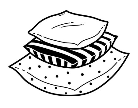 Line art vector illustration of stack of pillowsのイラスト素材