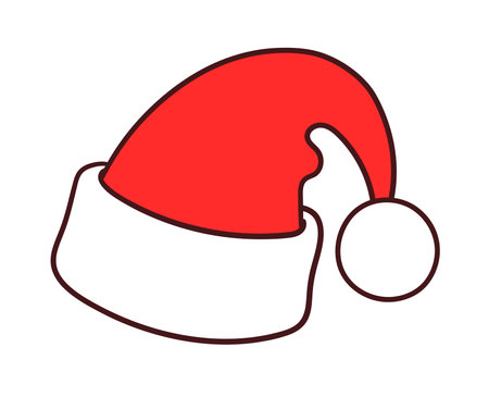 Color line art Santa Hat design elementのイラスト素材