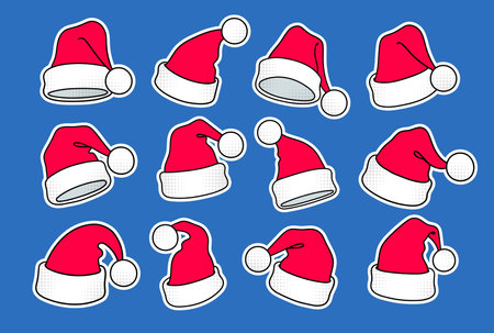 Set of Santa Hats design elementsのイラスト素材