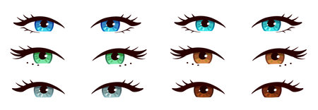 Eyes isolated vector hand drawn illustrations setのイラスト素材
