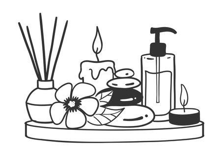 Spa aromatherapy and massage accessoriesのイラスト素材