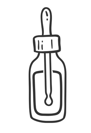 Vector line art illustration of a dropper bottleのイラスト素材