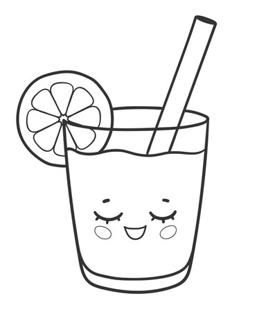 Cute lemonade glass with smileのイラスト素材