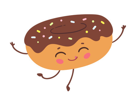 Cute Chocolate Donut with Sprinklesのイラスト素材