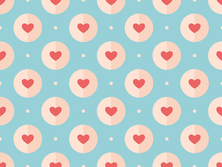 Seamless pattern of red hearts on a turquoise background for Valentines Day