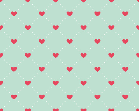 Seamless pattern of hearts on a light green background for Valentines Day