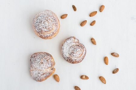 Cinnamon buns with almondの写真素材