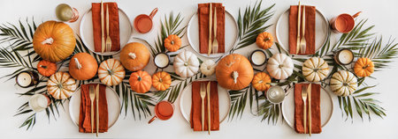 Decorated festive table for Thanksgiving day dinnerの写真素材