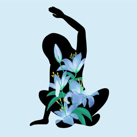 Meditation girl, yoga and mindfulness. vector illustrationのイラスト素材