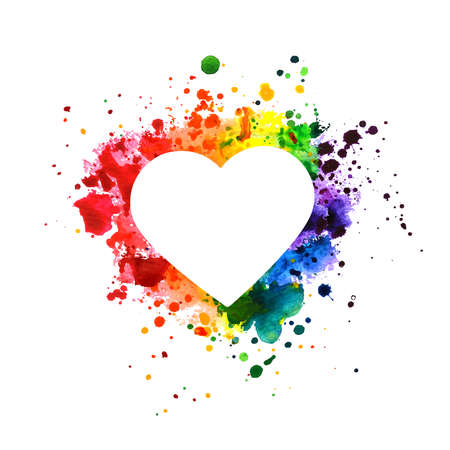 Watercolor Splash Love symbol. Rainbow splatter. vector illustrationのイラスト素材