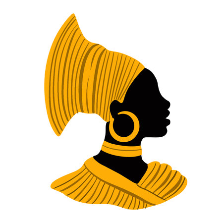 profile of beautiful black woman. Women African Traditional portrait vector isolated on whiteのイラスト素材
