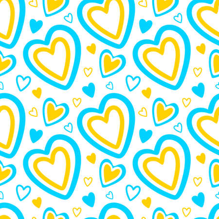 heart in the colors of the Ukrainian flag seamless patternのイラスト素材