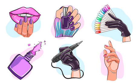 Nails and manicure concept vector set illustrationのイラスト素材