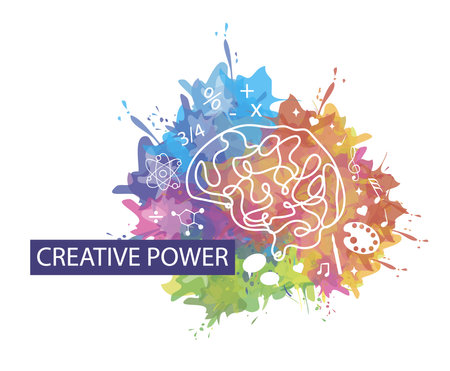 Creative power with brain concept vector illustrationのイラスト素材