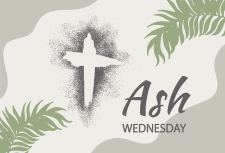 Crucifix from the ashes. Ash wednesday christian religion beginning of fastingのイラスト素材
