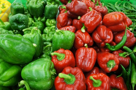 vegetable green and red chili