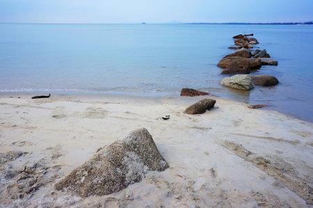 beach sand and rockの写真素材