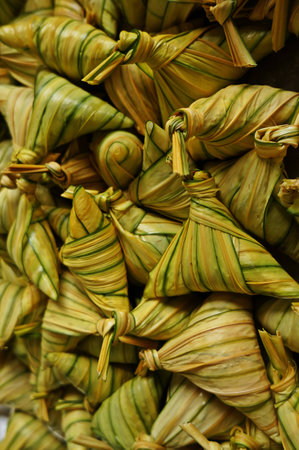 home made "ketupat palas"の写真素材