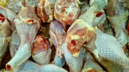 fresh chicken is cutの写真素材
