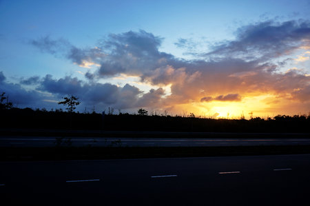 the view of the morning atmosphere when the sun rises is very beautifulの素材