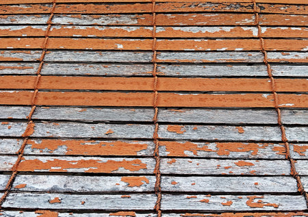 A SMALL WOODEN ARRANGEMENT BECOMES A SHABBY CURTAIN AND IS VERY UNIQUE IN NATUREの写真素材