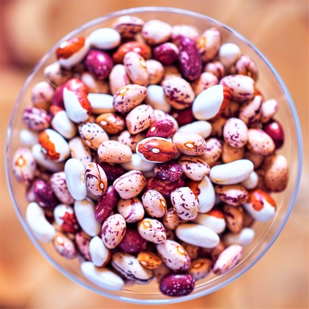 multicolored kidney beans in a glass. View from above.の写真素材