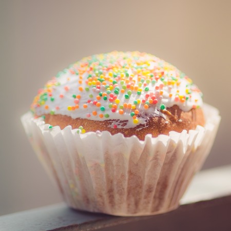 Little easter cupcake wrapped in white. Holiday food