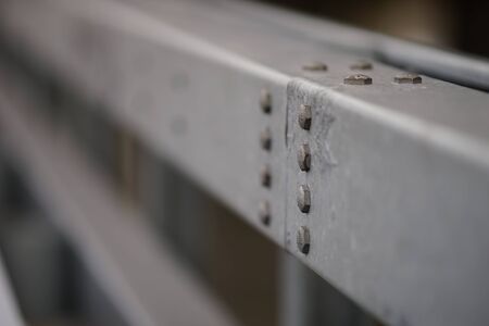 bolt caps on steel structure close-upの写真素材