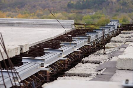 reinforcing bars in the reinforced concrete structure of the bridge road