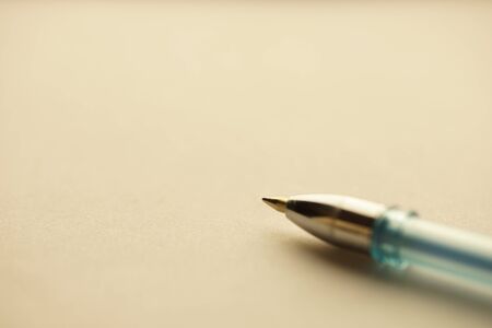 Ballpoint pen on clean paper. Macro photo. Copy spaceの写真素材