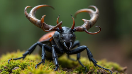 Stag beetle (Lucanus cervus) in the forest.の素材