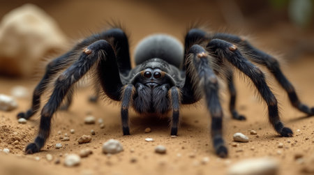 close up of tarantula spider on the ground (Brachypelma smithi)の素材