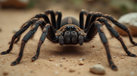 close up of tarantula spider in the sand, nature seriesの素材