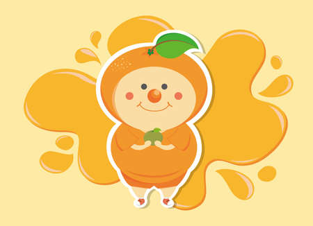 Orange orange fat boy with orange splashing waterのイラスト素材
