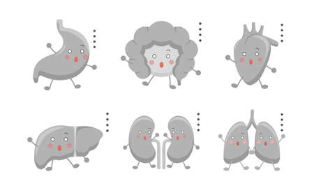 Human organs emoji action set, illustration icon cartoon character, vector flat designのイラスト素材