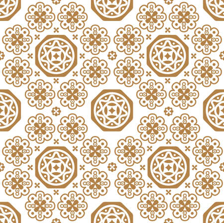 Oriental Chinese New Year elements vector design, circular pattern, Chinese porcelain, auspicious good luck wealth, seamless wallpaper backgroundのイラスト素材